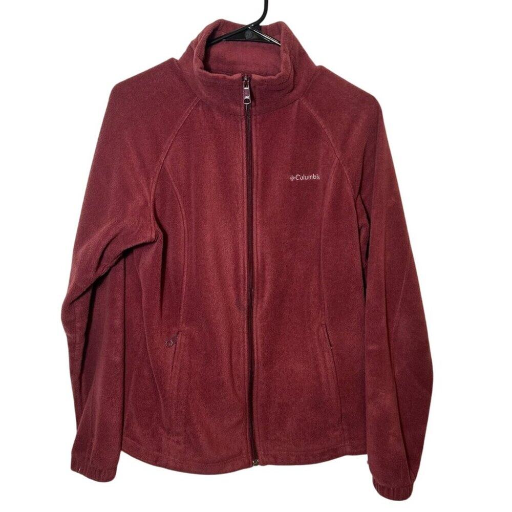 Columbia Full Zip Fleece Jacket, Maroon, Large